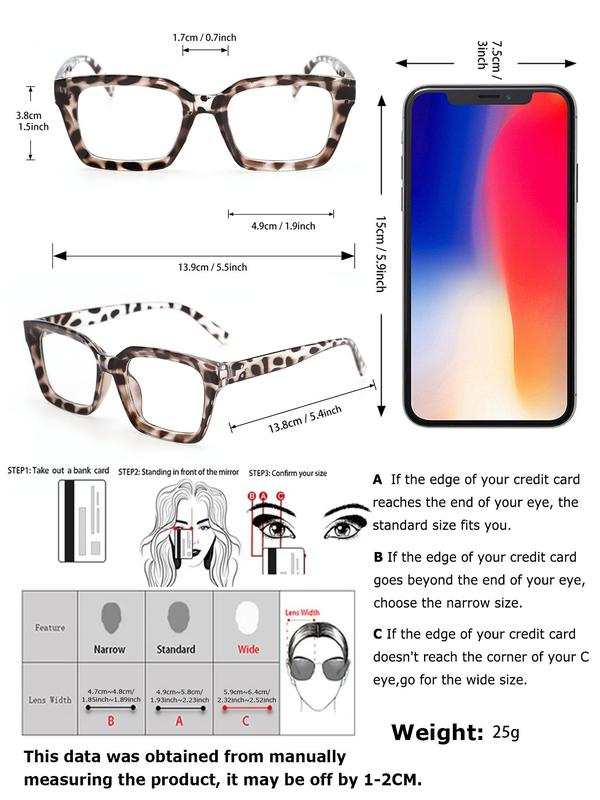 Unisex Fashionable Trendy Rectangle Frame Eyeglasses, Classic Simple Eyeglasses for Everyday Use, Fashion Accessories for Outdoor Activities