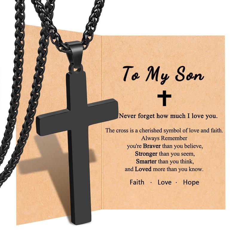 Cross Necklace for Men, Valentines Day Birthday Christmas Gifts for Son Grandson Nephew Brother Boyfriend Mens