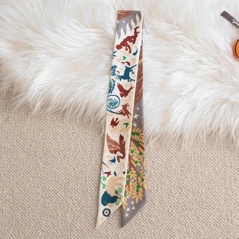 1 pack 47 inches forest & animal print floral print Fashion scarf headband scarf hair ribbon handbag handle wrap Tie Scarf purse scarf Neckerchief Scarf for women scarf for bag purse scarf neckerchief hairscarf