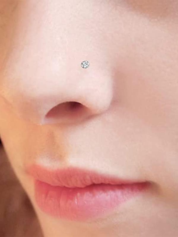 6pcs Unisex Punk Style Rhinestone Nose Rings, Trendy Simple Nose Rings, Fashionable Body Jewelry for Men & Women for Party Decoration