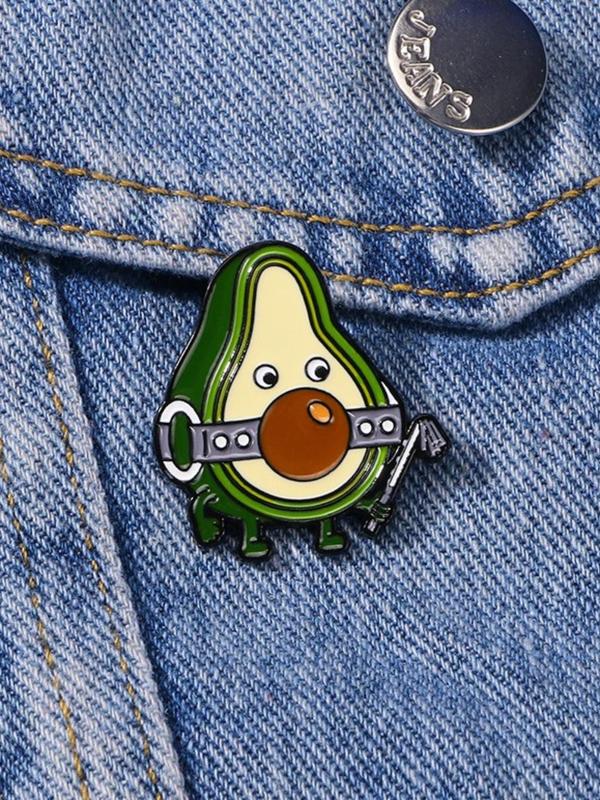 Cute Cartoon Avocado Design Brooch, Fashion Alloy Badge for Daily Clothing Decor, Trendy All-match & Exquisite Brooch for Birthday Gift