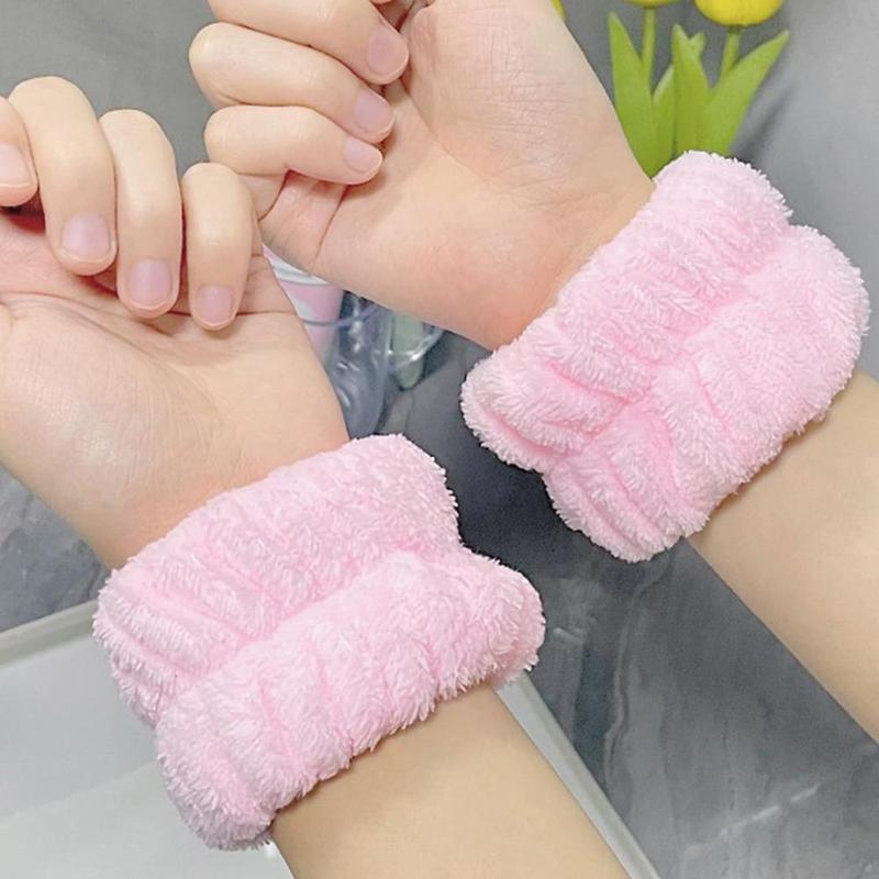 Face Washing Wristbands, 2 Counts Wrist Washband, Solid Fuzzy Bath Wrist Band, Wrist Spa Washband for Women & Girls, Bathroom Accessories, Fall Gift Ideas, Fall Essentials, Halloween Gifts, Christmas Gifts