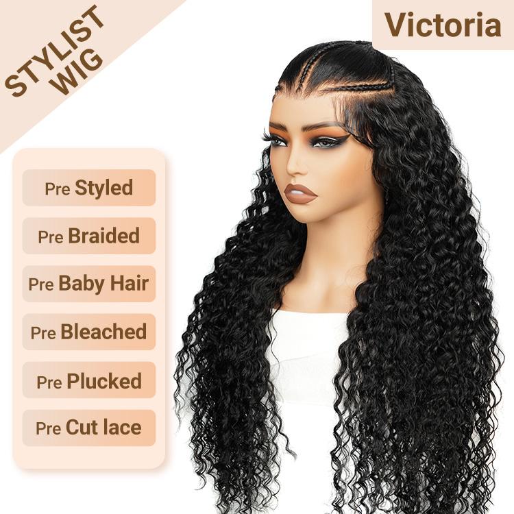 Wiggins Hair Stylist Wig Pre Braided Pre Cut Ready to Go Glueless Wigs Water Wave 13x4 Lace Front Wigs Human Hair Pre Bleached