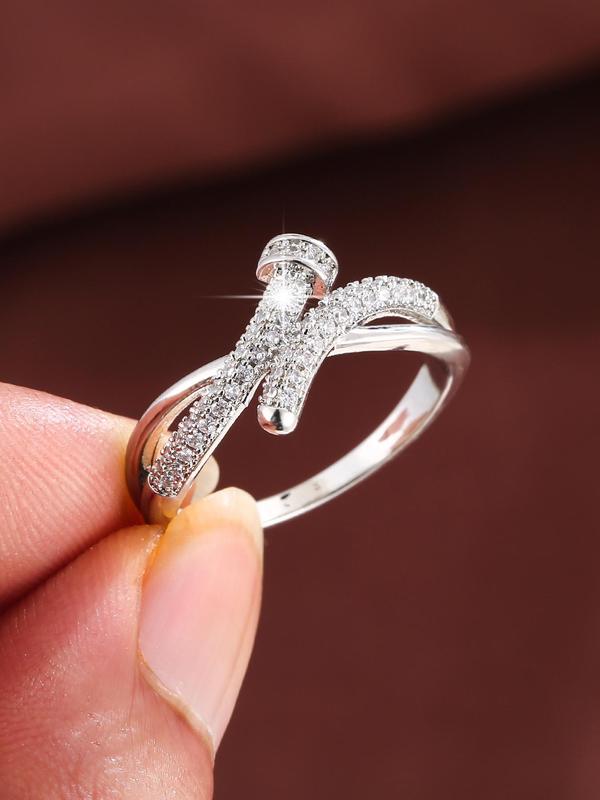 Women's Elegant Nut Design Rhinestone Decorated Ring, Exquisite Trendy Ring, Fashionable Jewelry for Women As Gift