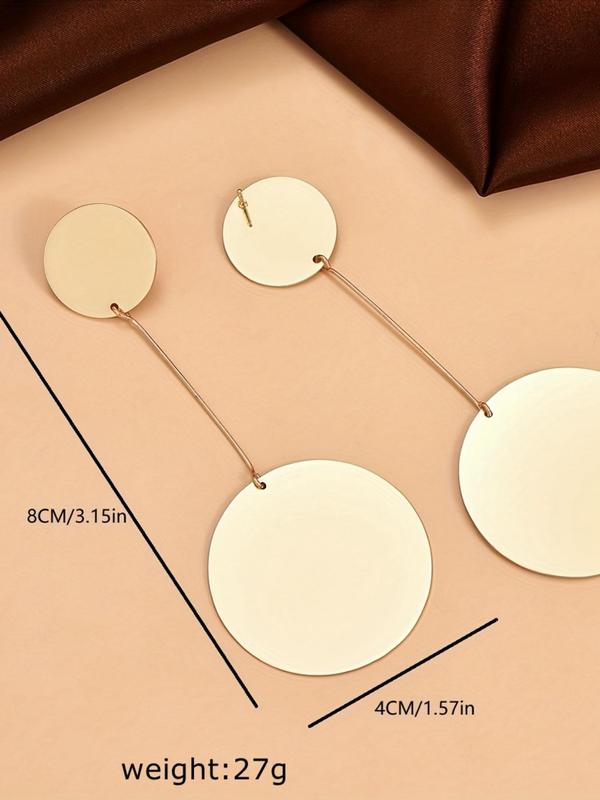 1 Pair Round Shaped Dangle Earrings, Simple Fashion Alloy Jewelry for Women, Daily Clothing Decor for Girl, Trendy All-match & Exquisite Jewelry for Birthday Gift