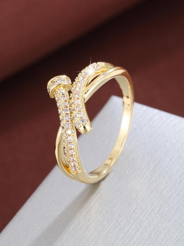 Women's Elegant Nut Design Rhinestone Decorated Ring, Exquisite Trendy Ring, Fashionable Jewelry for Women As Gift