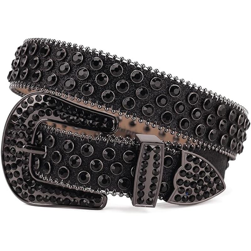 Men Women Rhinestone Belt Luxury Strap Leather Sparkle Studded Belts Western Bling Bling Diamond Cowboy Belts