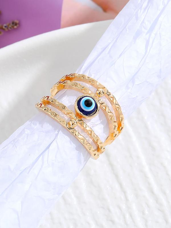 Vintage Hollow out Eye Design Alloy Ring for Women, Fashion Jewelry for Party, Daily Clothing Decor, Trendy All-match & Exquisite Jewelry for Birthday Gift