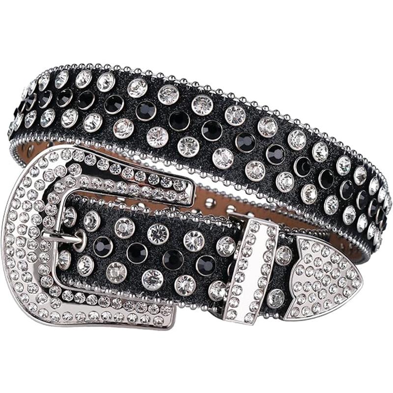 Men Women Rhinestone Belt Luxury Strap Leather Sparkle Studded Belts Western Bling Bling Diamond Cowboy Belts