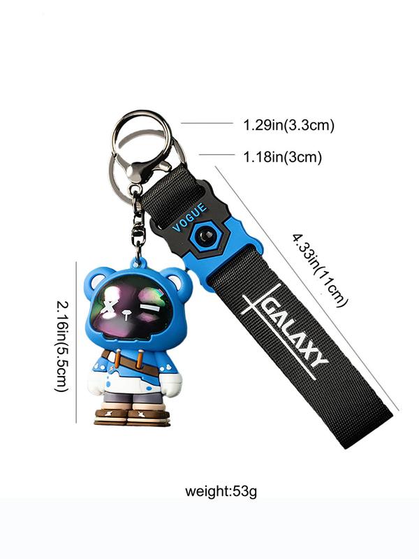 Cartoon Bear Design Keychain, Cute Galaxy Animal Personality Key Ring Chain Bag Small Pvc Pendant Accessories Keychain Couple Decoration Gift, Novelty Keychain for Men & Women