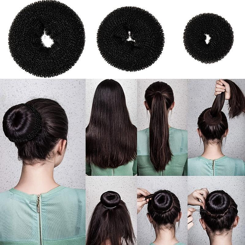 3pcs set Donut Hair Scrunchies, Portable Lightweight Hair Styling Tools for Women and Girls