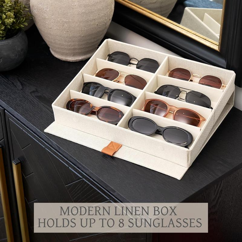 Beautiful Sunglass Storage Organizer For 8 Pairs - Stylish Case Holder Displays Your Glasses And Protects From Dust