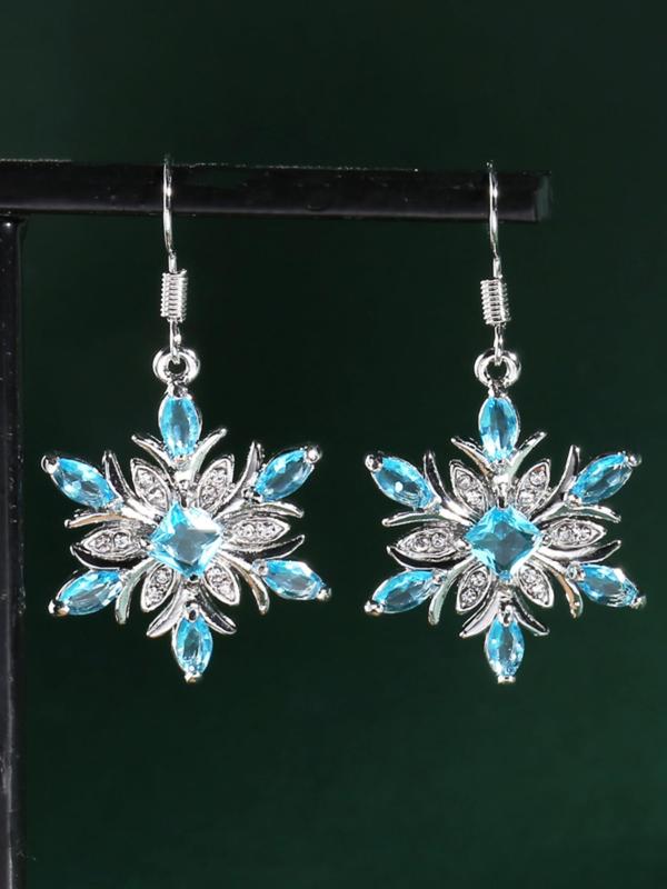 Snowflake Design Rhinestone Decor Dangle Earrings, Fashionable Party Style Luxurious Jewelry for Women, Daily Clothing Decor, Trendy All-match & Exquisite Jewelry for Birthday Gift