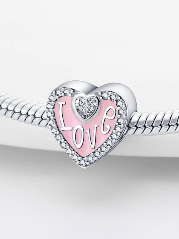 Heart & Rhinestone Design Charms,  Heart Shaped Rhinestone Decorative Charms for Bracelet & Necklace, Diy Jewelry Making Supplies for Women & Girls