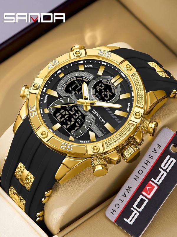 Men's Business Style Digital Watch, Fashionable Luminous Digital Watch with Digital Display, Waterproof Sports Watch, Perfect for Men's Birthday Gift