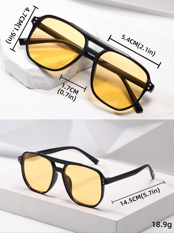 Unisex Vintage Trendy Tinted Lens Aviator Sunglasses, Retro Outdoor Sunglasses, Fashionable Sunglasses for Men & Women for Everyday Use