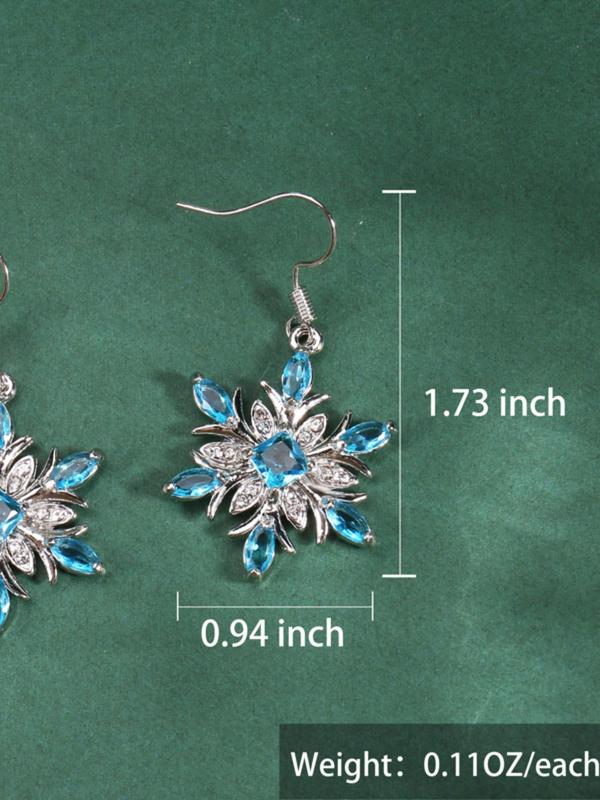 Snowflake Design Rhinestone Decor Dangle Earrings, Fashionable Party Style Luxurious Jewelry for Women, Daily Clothing Decor, Trendy All-match & Exquisite Jewelry for Birthday Gift