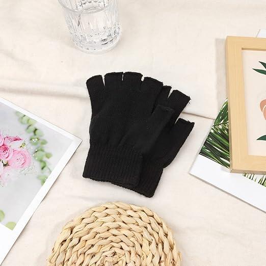 BlackFriday Fingerless Gloves for Women Men Winter Fingerless Mittens for Women Men Warm Knitted Gloves Typing Half Finger Gloves