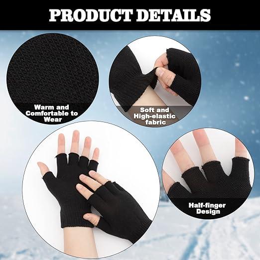 BlackFriday Fingerless Gloves for Women Men Winter Fingerless Mittens for Women Men Warm Knitted Gloves Typing Half Finger Gloves