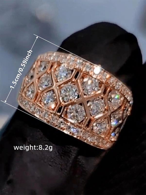 Elegant Rhinestone Decorated Copper Ring,  Fashion Jewelry for Wedding & Engagement, Delicate All-match Accessory