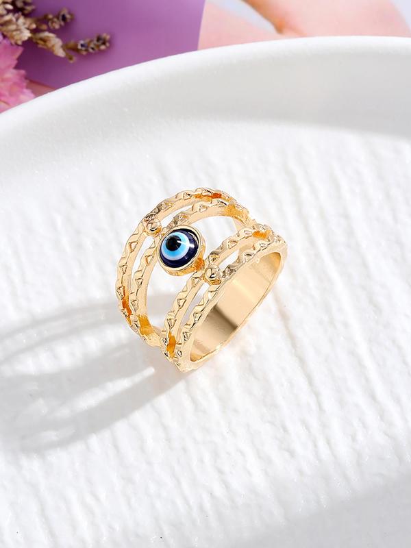 Vintage Hollow out Eye Design Alloy Ring for Women, Fashion Jewelry for Party, Daily Clothing Decor, Trendy All-match & Exquisite Jewelry for Birthday Gift