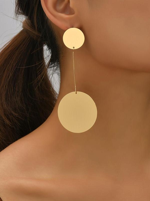 1 Pair Round Shaped Dangle Earrings, Simple Fashion Alloy Jewelry for Women, Daily Clothing Decor for Girl, Trendy All-match & Exquisite Jewelry for Birthday Gift