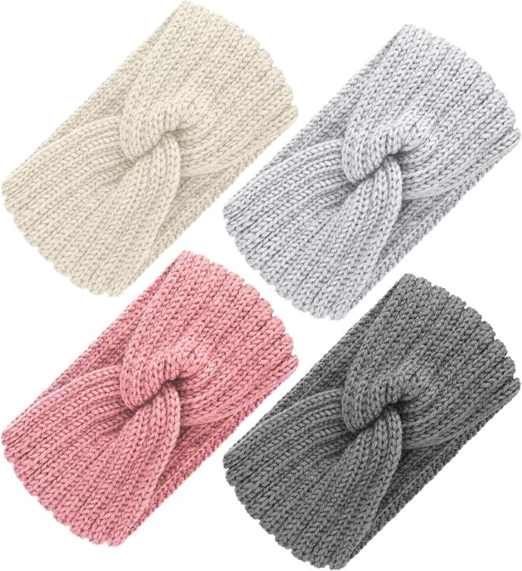 4 count Chunky Knit Headbands Braided Winter Headbands Ear Warmers Crochet Head Wraps for Women Girls