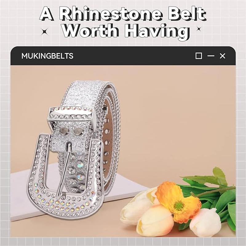 Men Women Rhinestone Belt Luxury Strap Leather Sparkle Studded Belts Western Bling Bling Diamond Cowboy Belts