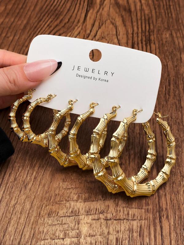 Creative Bamboo Joint Design Hoop Earrings, Fashionable Jewelry for Women & Girls, Trendy All-match & Exquisite Jewelry for Birthday Gift,  Vintage Jewelry