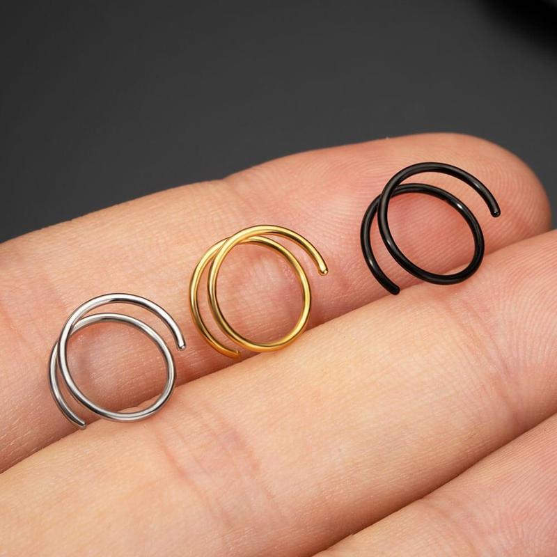 Oufer 20G 2PCS Spiral Titanium Nose Rings