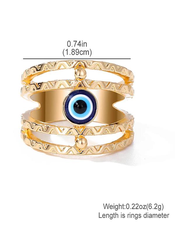 Vintage Hollow out Eye Design Alloy Ring for Women, Fashion Jewelry for Party, Daily Clothing Decor, Trendy All-match & Exquisite Jewelry for Birthday Gift