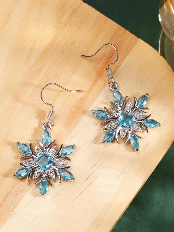 Snowflake Design Rhinestone Decor Dangle Earrings, Fashionable Party Style Luxurious Jewelry for Women, Daily Clothing Decor, Trendy All-match & Exquisite Jewelry for Birthday Gift