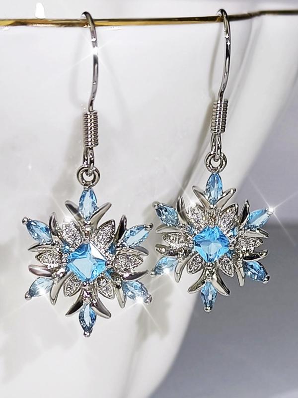 Snowflake Design Rhinestone Decor Dangle Earrings, Fashionable Party Style Luxurious Jewelry for Women, Daily Clothing Decor, Trendy All-match & Exquisite Jewelry for Birthday Gift