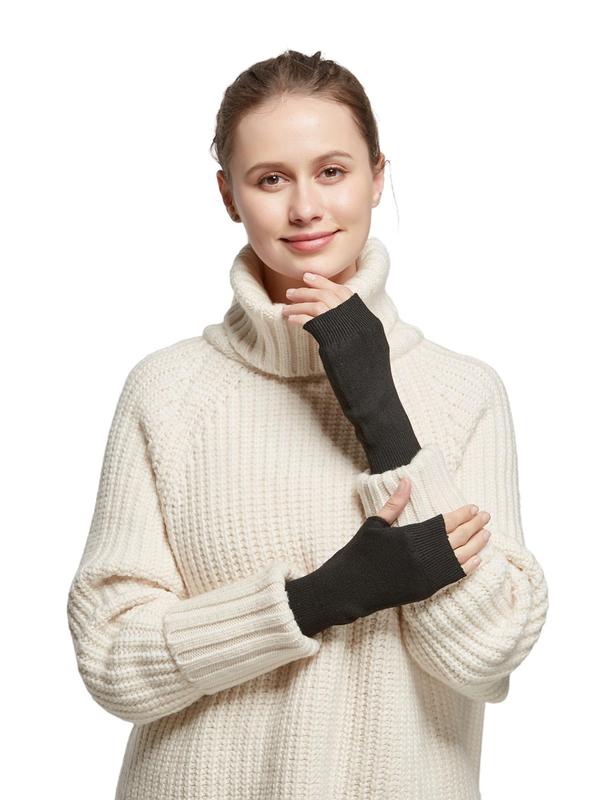 Unisex  Minimalist Solid Color Fingerless Gloves, Casual Simple Warm Gloves for Fall & Winter, Fashion Versatile Accessories for Women & Men