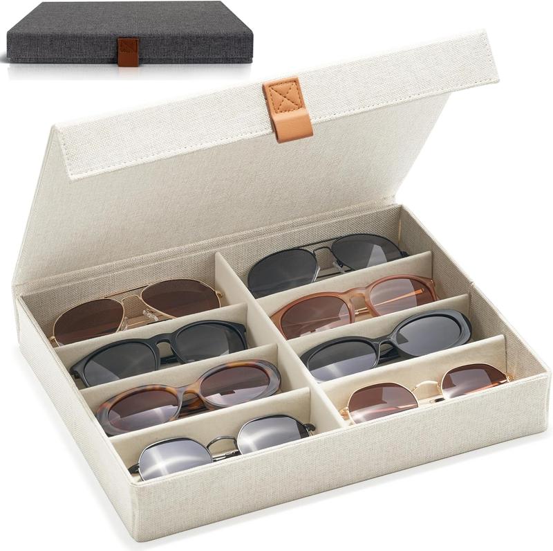 Beautiful Sunglass Storage Organizer For 8 Pairs - Stylish Case Holder Displays Your Glasses And Protects From Dust