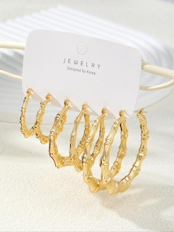 Creative Bamboo Joint Design Hoop Earrings, Fashionable Jewelry for Women & Girls, Trendy All-match & Exquisite Jewelry for Birthday Gift,  Vintage Jewelry