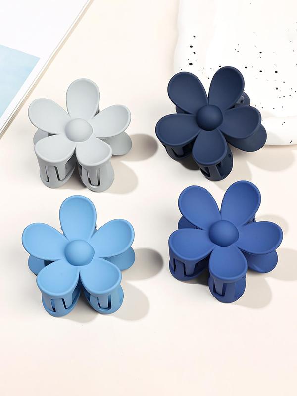 4pcs Simple Fashion Flower Shape Design Plain Hair Claws, Casual and Versatile Hair Accessories for Women