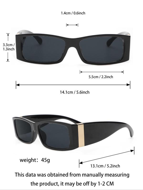 Simple Sunglasses for Men & Women, Vintage Square Frame Fashion Sunglasses, 2024 Summer New Trendy Eyewear, Travel Accessories