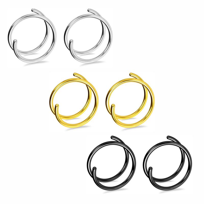 Oufer 20G 2PCS Spiral Titanium Nose Rings