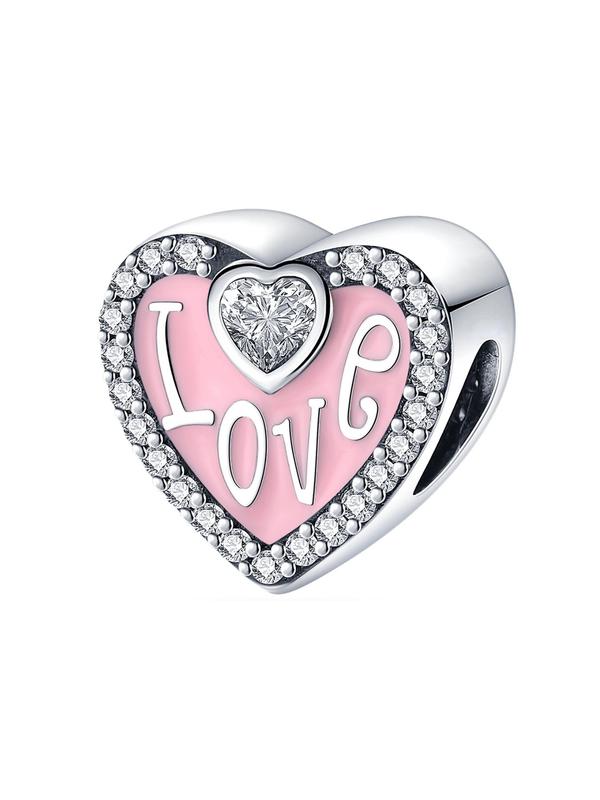 Heart & Rhinestone Design Charms,  Heart Shaped Rhinestone Decorative Charms for Bracelet & Necklace, Diy Jewelry Making Supplies for Women & Girls