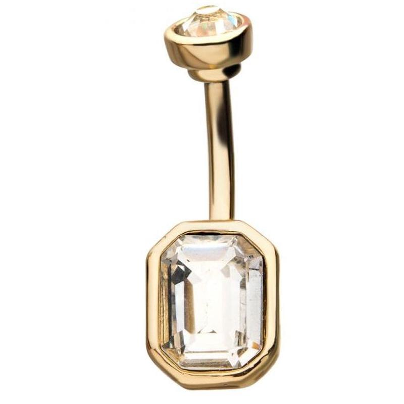 Octet CZ Gold Belly Ring