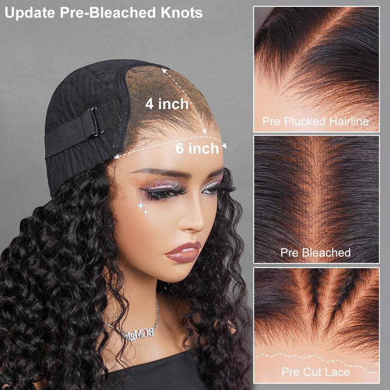 Water Wave Pre Bleached Knots  Pre Plucked 6*4 Wear Go Glueless Pre Cut Glueless HD Lace Closure Wig BGMgirl