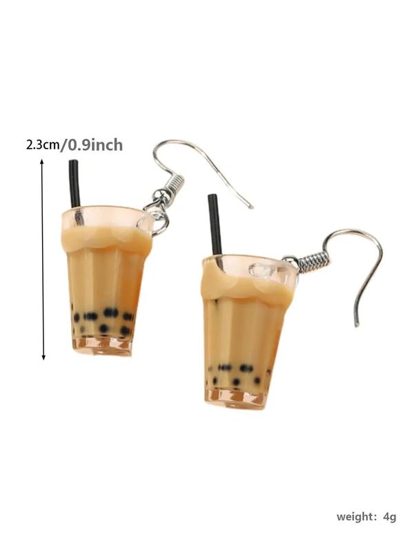 1 Pair Cute Milk Tea Shaped Acrylic Dangle Earrings, Fashionable Acrylic Jewelry For Women, All-match Trendy Ear Jewelry For Party