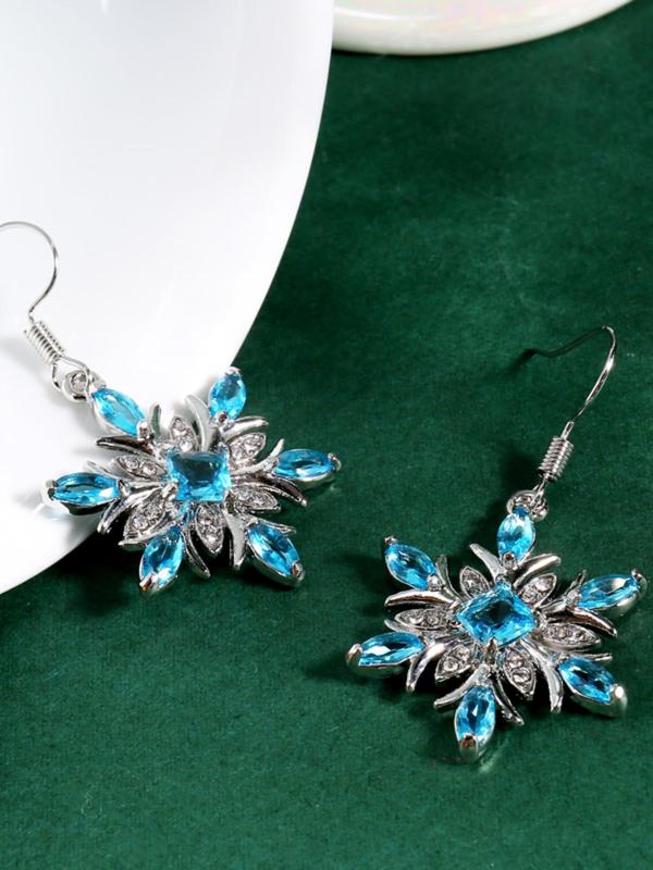 Snowflake Design Rhinestone Decor Dangle Earrings, Fashionable Party Style Luxurious Jewelry for Women, Daily Clothing Decor, Trendy All-match & Exquisite Jewelry for Birthday Gift