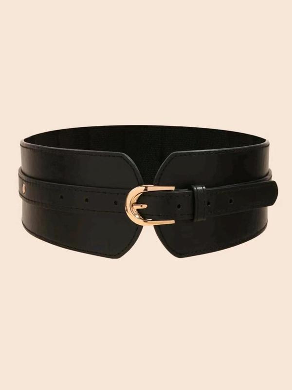 Women's Elegant Minimalist Pu Leather Wide Belt,  Trendy Plain Color Belt, Chic All-match Stylish Clothes Accessories for Party Decor