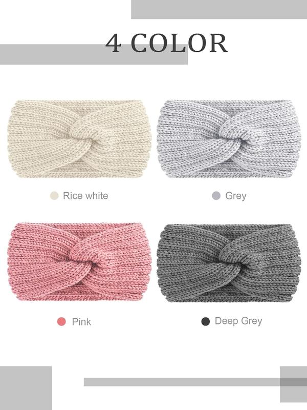 4 count Chunky Knit Headbands Braided Winter Headbands Ear Warmers Crochet Head Wraps for Women Girls