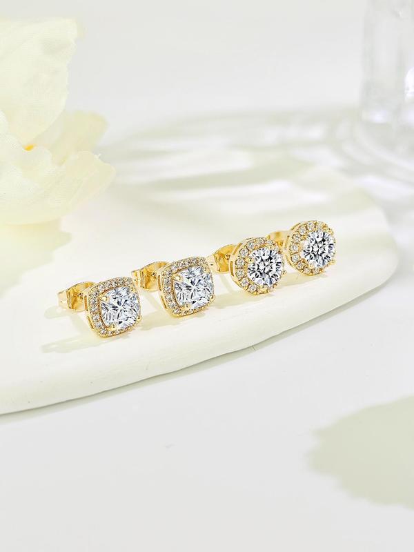 Elegant Rhinestone Decorated Stud Earrings, Fashionable Jewelry for Women & Men for Party, Daily Clothing Decor, Trendy All-match & Exquisite Jewelry for Birthday Gift