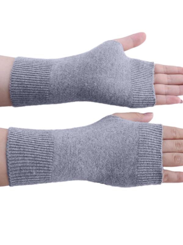 Unisex  Minimalist Solid Color Fingerless Gloves, Casual Simple Warm Gloves for Fall & Winter, Fashion Versatile Accessories for Women & Men