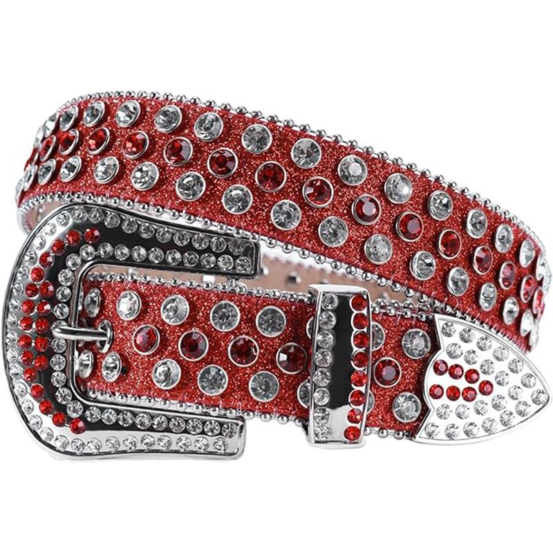 Men Women Rhinestone Belt Luxury Strap Leather Sparkle Studded Belts Western Bling Bling Diamond Cowboy Belts