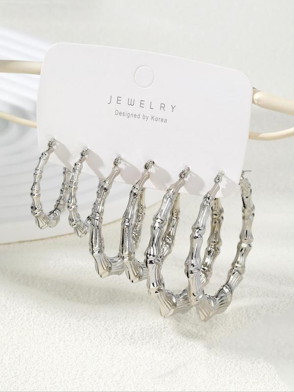 Creative Bamboo Joint Design Hoop Earrings, Fashionable Jewelry for Women & Girls, Trendy All-match & Exquisite Jewelry for Birthday Gift,  Vintage Jewelry